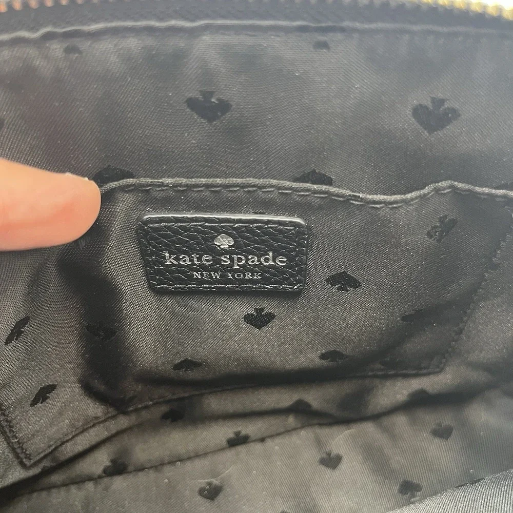 Kate Spade New York Black Pebble Leather Zip Top Crossbody Handbag